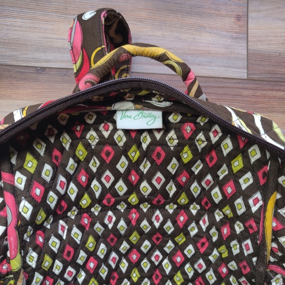 Vera Bradley Backpack Pucinni Floral Paisley Pattern Brown, Pink, and Green - Picture 7 of 12